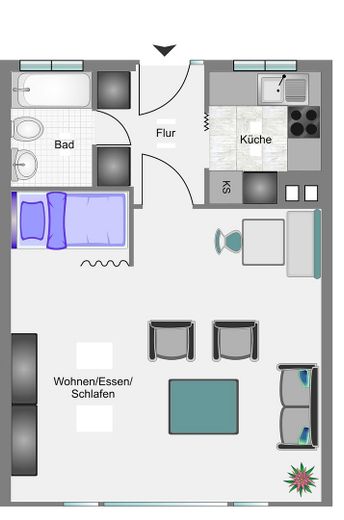 Stylische und renovierte 1-Zimmer Wohnung Nähe Schwebebahn Barmen – Grundriss ähnlich