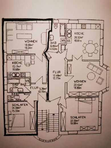 2,5  Raum Whg. in Jugendstil Villa zu vermieten – Grundriss