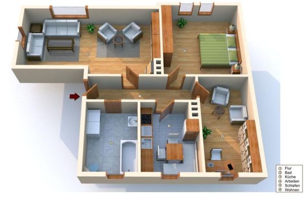 Super geschnittene 3 Zimmer Mietwohnung in Jena Ost, 2 Obergeschoss