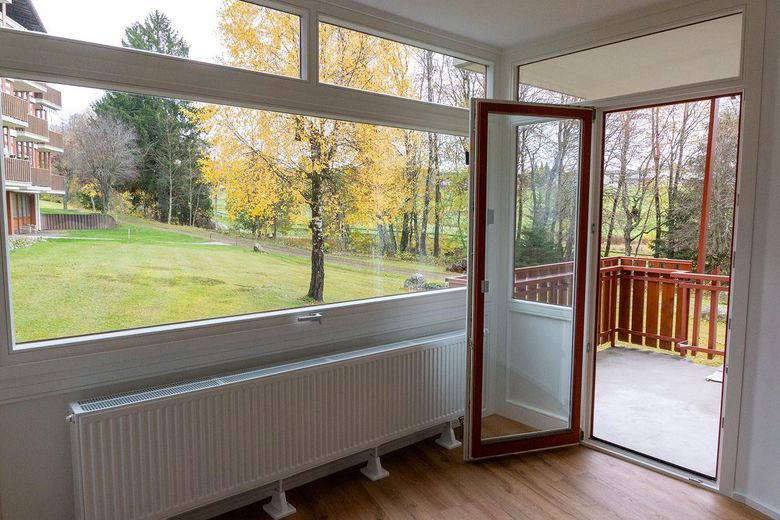 2-Zimmer-Wohnung in Schluchsee, kernsaniert, mit Hallenbad – Ausblick aus dem Wohnzimmer