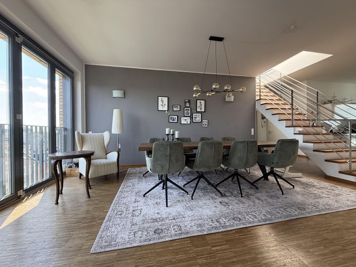 Luxury Penthouse Maisonette with Private Rooftop Terrace & Spectacular 360° Berlin Skyline Views – Living / Dining Area