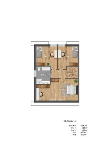 Schöne 4 Zimmer Neubau Wohnung KFW 40 – W2 Grundriss DG
