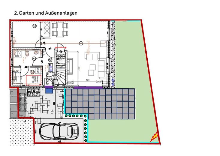 Garten, Terrasse u. Stellplatz