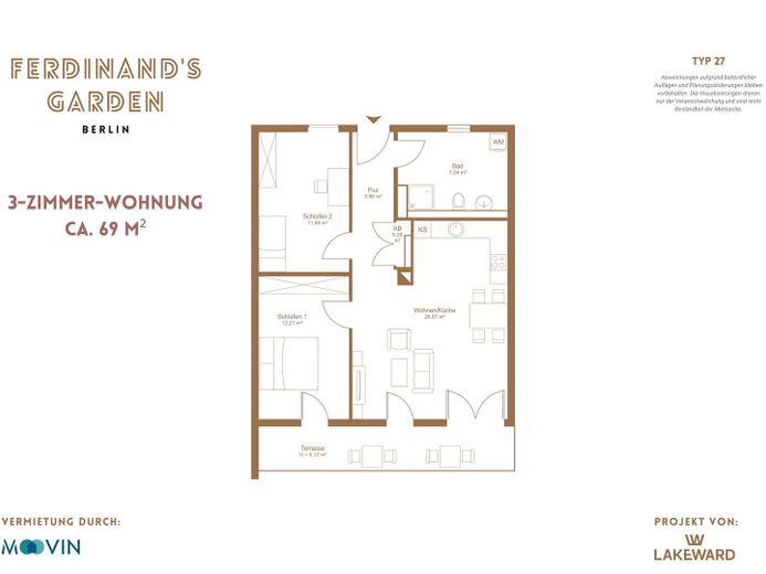 Splendido appartamento di 3 locali con cucina a vista nel nuovo quartiere residenziale "Ferdinands Garden" – Grundriss