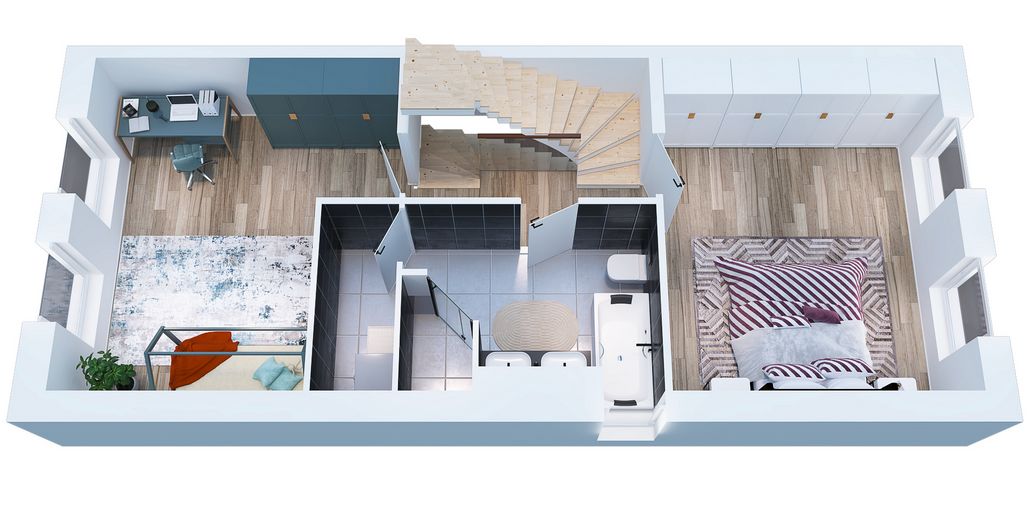 Nur noch 1 Haus verfügbar: KfW-40 QNG-Familienhaus mit Garten in Armsheim – Grundriss Obergeschoss