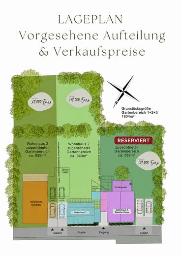 Wohnhaus nahe Krautsand mit Garten – Grundstück mit positivem Bauvorbescheid optional • – Lageplan & Aufteilung