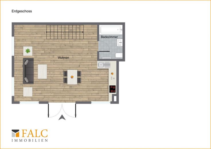 Exklusive sanierte Maisonette-Wohnung mit riesiger Dachterrasse! – Erdgeschoss