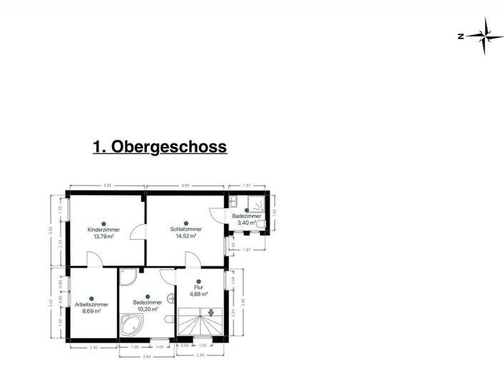 Modernes Einfamilienhaus mit viel Platz und idyllischem Garten, Kaufgrundstück – 1. OG