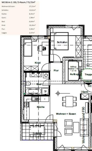 Dwa 3-pokojowe mieszkania, centralnie, nowoczesny nowy budynek, Elbe, pieszo Buckau – WG6/9 Grundriss
