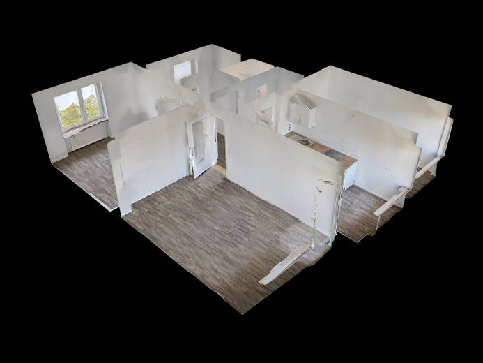 Schicke 3-Zimmer-Wohnung mit BALKON und EINBAUKÜCHE – 3D-Ansicht Grundriss