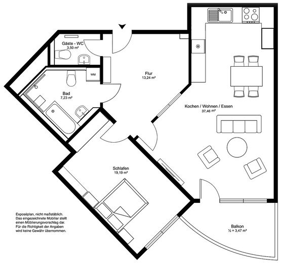 KURPARK-RESIDENZ Appartement en copropriété de 2 pièces, piscine/jacuzzi/sauna inclus dans les charges de copropriété, pompe à chaleur ! 1 place de parking en garage souterrain – Grundriss