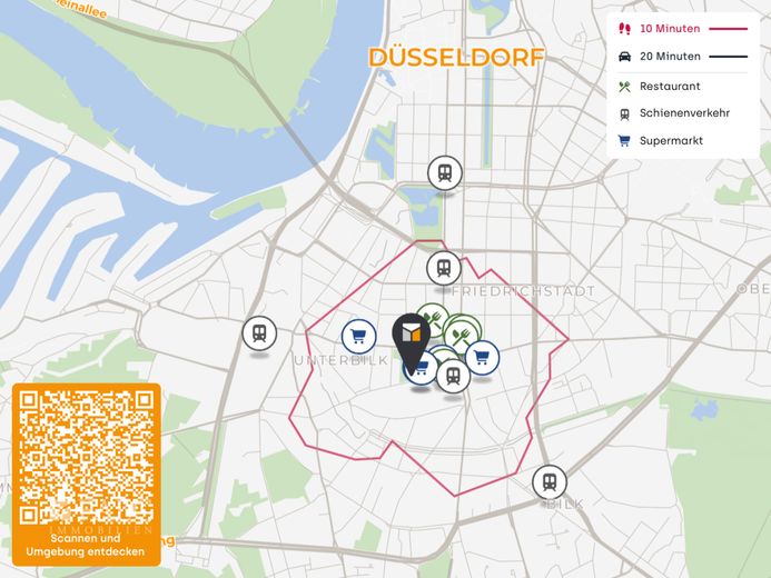 Wohnen über den Dächern Düsseldorfs - 124 m² Wohnkomfort mit Dachterrasse – Mikro-Lageplan