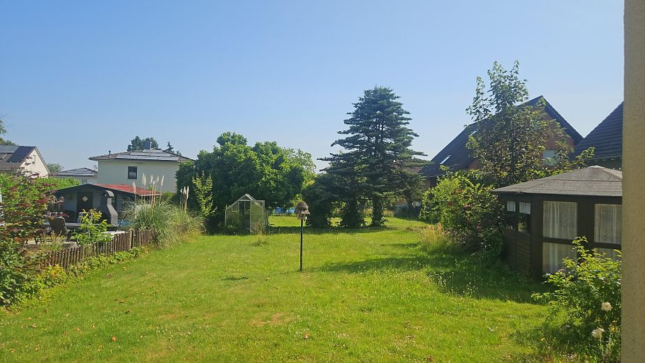 Blick vom Haus auf den Garten