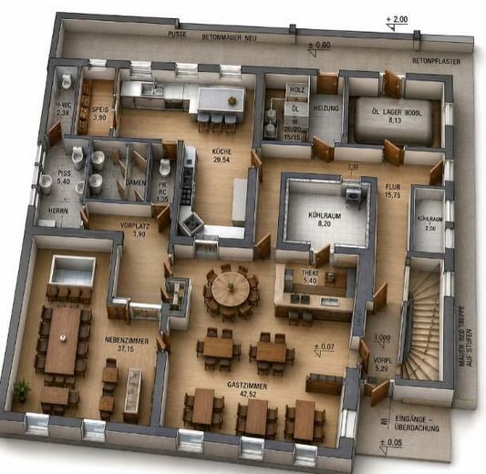 Landgasthaus mit Pension, Betreiberwohnung &amp; Biergarten im beliebten Altmühltal "Bieterverfahren" – Grundriss3