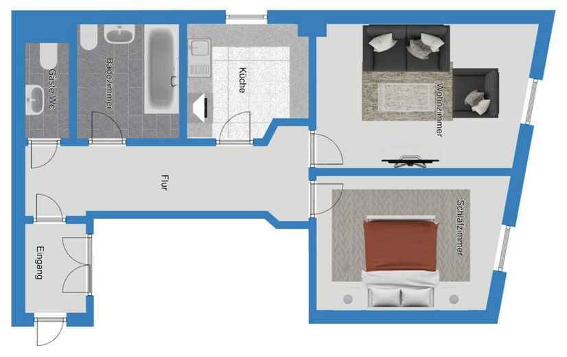 W samym centrum, a mimo to przyjemnie cicho! – Grundriss