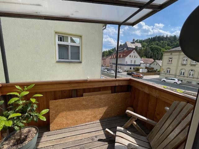 Grande maison individuelle rénovée avec extension atelier à Tharandt près de Dresde – Balkon Ausblick