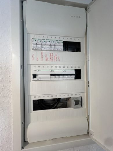 Frisch renovierte/sanierte, helle 2-Zimmerwohnung m. Wohnküche + Tageslicht-Duschbad – Sicherungkasten