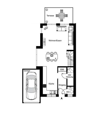 ¡Casa moderna KfW55 de 2020 con terraza en la azotea y cocina en Múnich-Untermenzing! ¡Sin comisión! – Grundriss Erdgeschoss