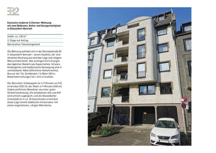 Moderne 3-Zimmer-Wohnung mit zwei Balkonen, Keller und Garagenstellplatz in Düsseldorf-Benrath – Außenansicht