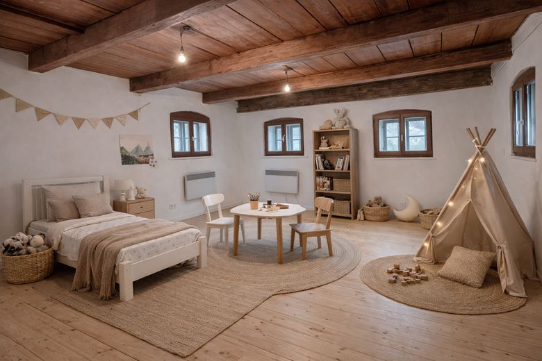 Historische Wassermühle am Lüßbach – einzigartiges Refugium auf 2.678 m² bei Berg – Visualisierung Kinderzimmer