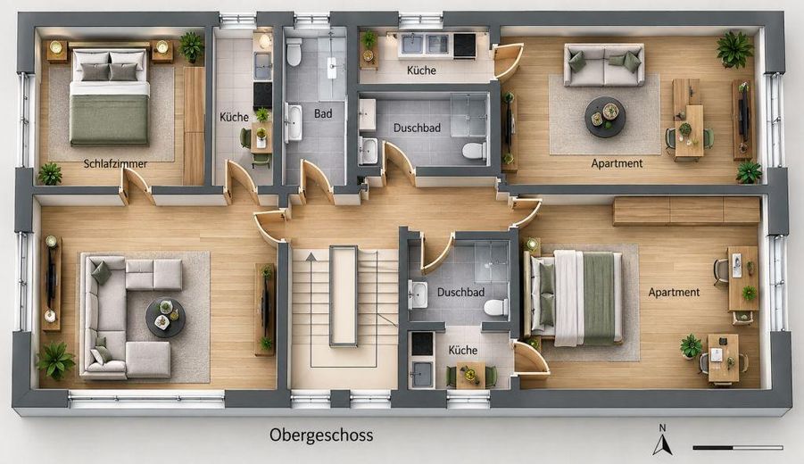 127 m² PRIVATES WOHNEN MIT EIGENEM POOL & GARTEN – 2 GARAGEN + 1.920 € KALTMIETEINNAHMEN – Obergeschoss