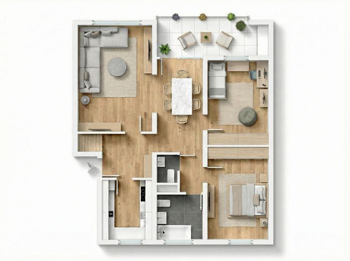 Frisch renoviert: Helle 3.5-Zi.-Wohnung mit Süd-Westbalkon & Garage – Provisionsfrei! – Grundriss