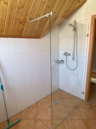 Ferienhaus mit eigenem Bootssteg im Hafendorf Rheinsberg – Dusche