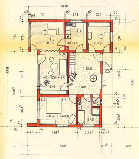 Architektenhaus in ausergewöhnlicher Alleinlage – Grundriss EG