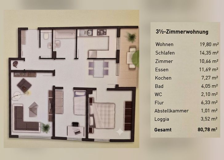 3,5 Zimmer Eigentumswohnung (ca. 81m²) im 6.OG - Erbbaurecht – Foto 2