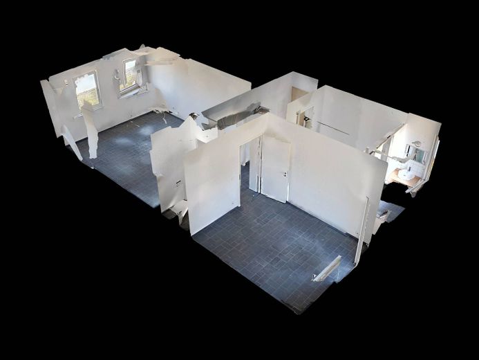 ŞÖMİNE, ankastre mutfak ve BALKONLU modernize edilmiş 2 odalı eski bina dairesi – 3D-Ansicht Grundriss