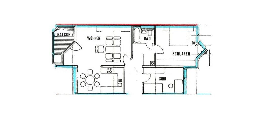 Grundriss 3-ZKB mit Balkon