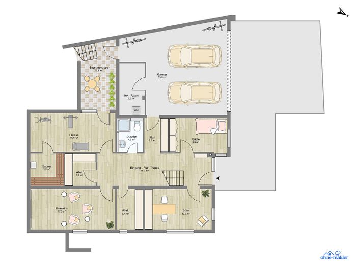 Exklusive Neubau Villa bei Frankfurt | Pool · Klima · Kamin · Sauna· Heimkino · Smart Home – EG