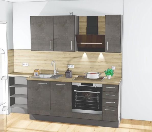 Exklusive 1-Zimmer-Wohnung mit Einbauküche und Balkon – Küche