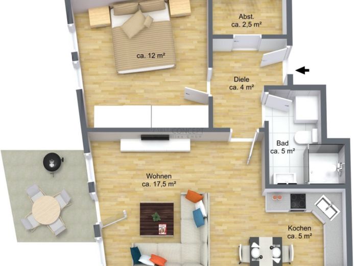 2-Zimmer-EG-Wohnung mit großer Terrasse in der Reutlinger Altstadt – Foto 1