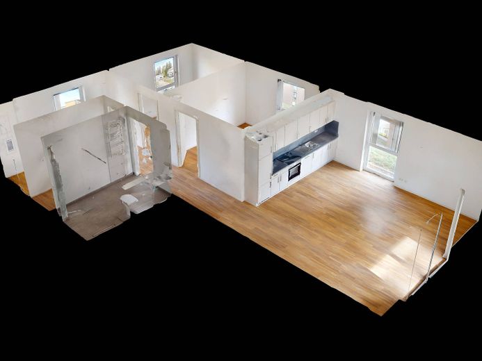 3-Zi.-Neubauwohnung mit EBK und sonniger TERRASSE – 3D-Ansicht Grundriss