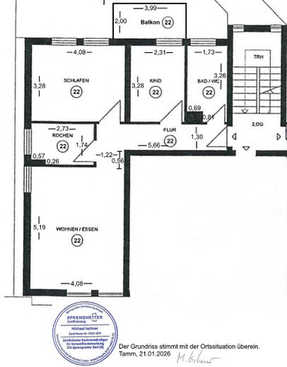 Mieszkanie 3-pokojowe w Stuttgart-Süd – Grundriss