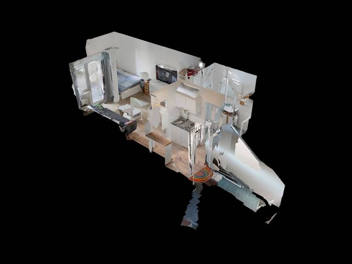 Moderno monolocale con BALCONE e ANGOLO COTTURA – 3D-Ansicht Grundriss