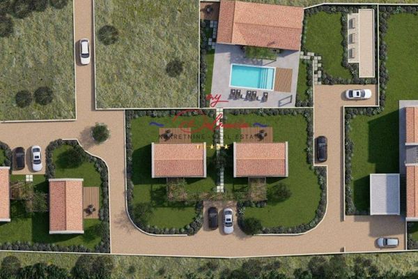 Skradin/Bićine, Bauland+4 Projekte Steinhäuser mit Pool