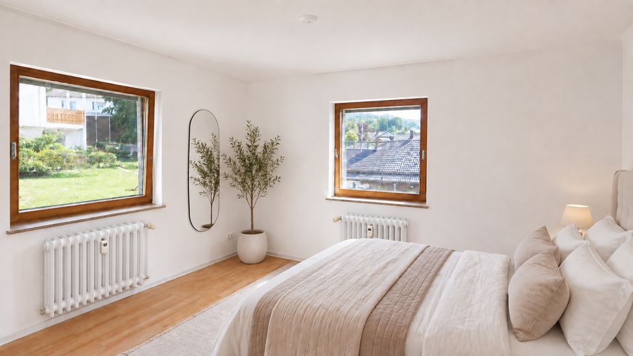 Apartamento de 3 habitaciones en Salem-Beuren | renovado antes de la ocupación | 79 m² | plaza de aparcamiento – Schlafzimmer Visualisierung