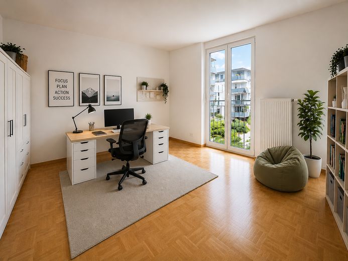 Appartamento per famiglie di rara bellezza – balcone esposto a sud-ovest, 2 bagni e posizione tranquilla di prim’ordine a Freiburg-Vauban – Office/Jugendzimmer Süd-Ost 