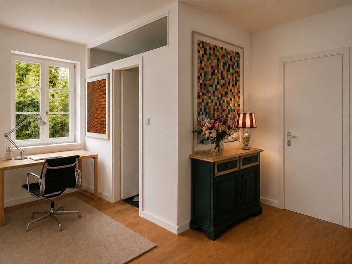 Keine Provision, Südgarten, energetisch topsanierte Stadtvilla, Villenkolonie Pasing I – Workspace_KI-Deko