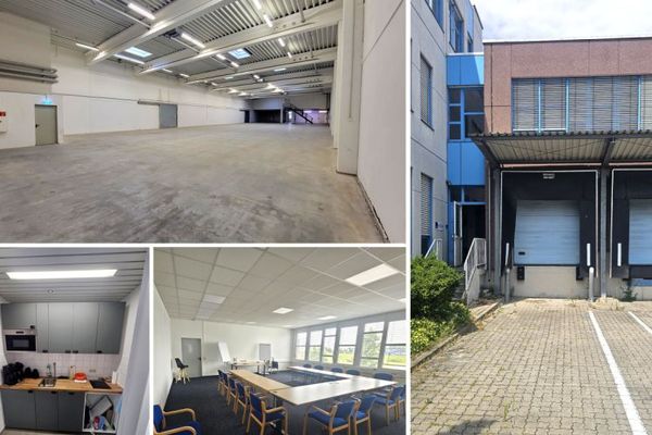 Bürofläche und Warmlagerhalle im Gewerbegebiet Wiedemar, mit Rolltor und Laderampen
