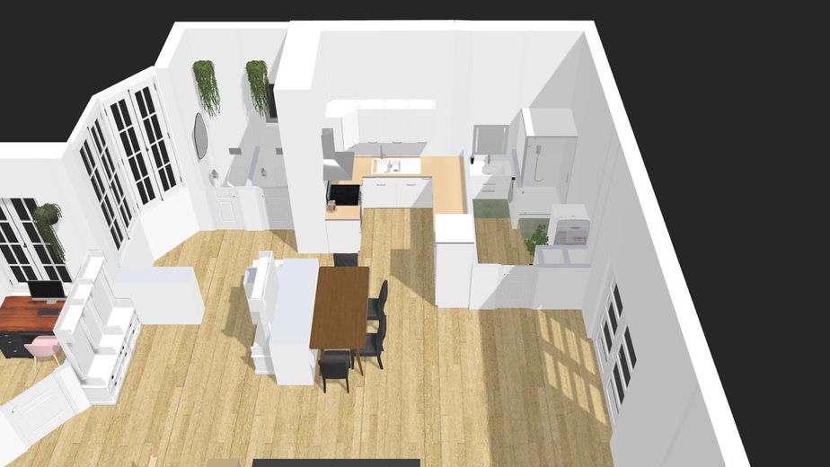 WG-ZIMMER-VERMIETUNG – Moderne 4er-WG – KEINE komplette Wohnung!! – Grundriß Küche Bad Toiletten