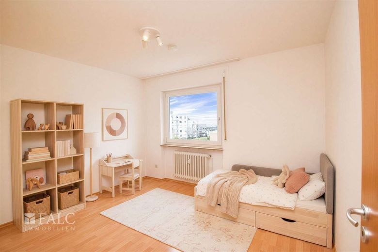 Ankommen. Bleiben. Durchatmen. - 3 Zimmer mit Grünblick – Kinderzimmer-KI generiert