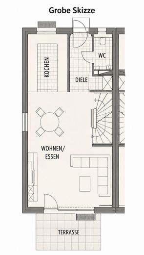 Reihenmittelhaus zu verkaufen – Grober Grundriss_EG