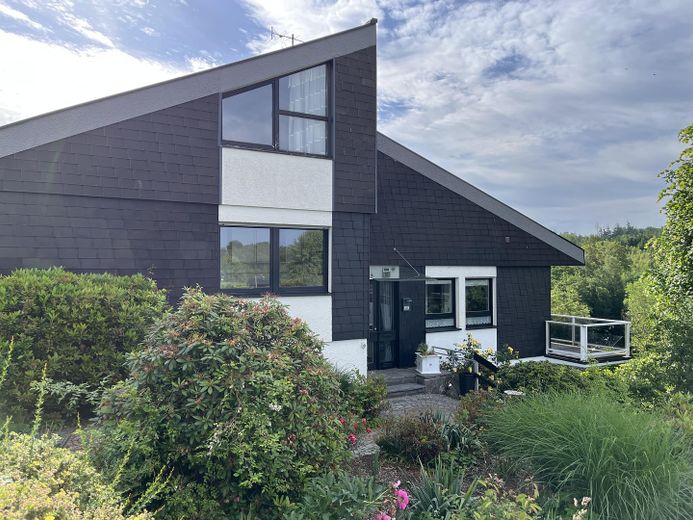 Großzügiges Architektenhaus mit Einliegerwohnung auf traumhaft angelegtem Grundstück – Blick zum Haupteingang