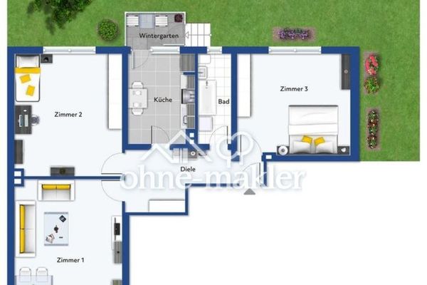 Helle 3 Zimmer Wohnung in zentraler Lage mit Balkon