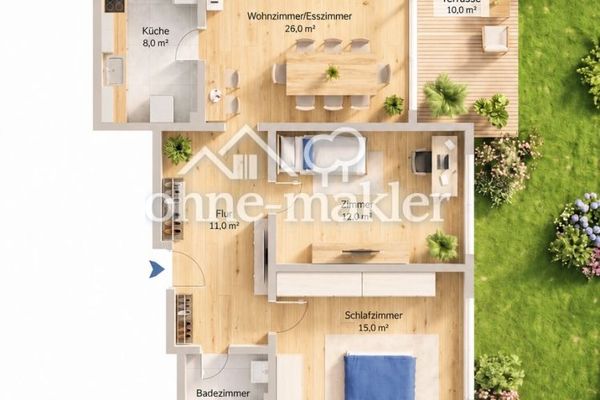 Hochwertig saniert & provisionsfrei: 3-Zimmer-Wohnung mit Südterrasse in München-Solln