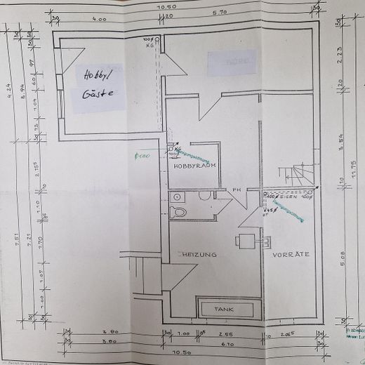 EFH in guter Wohnlage auf 1.900 qm Eigentumsgrundstück - provisionsfrei – Grundriss KG mit Bemaßung