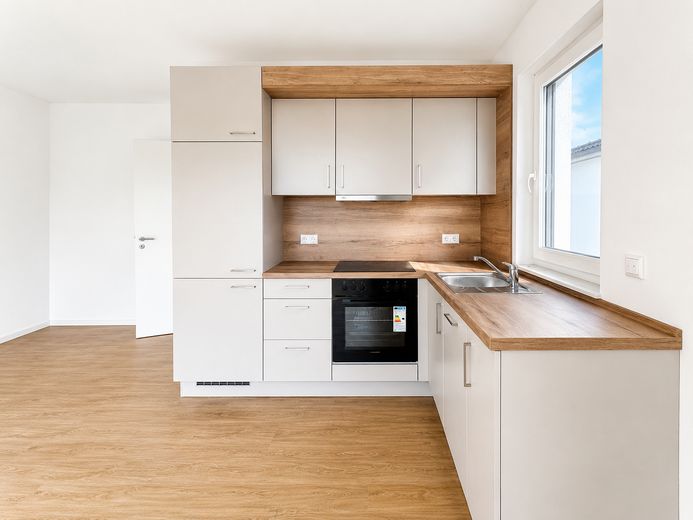 Erstbezug im Neubau! Moderne 2-Zimmer Wohnung mit QNG-Plus Siegel und Einbauküche! – Küche